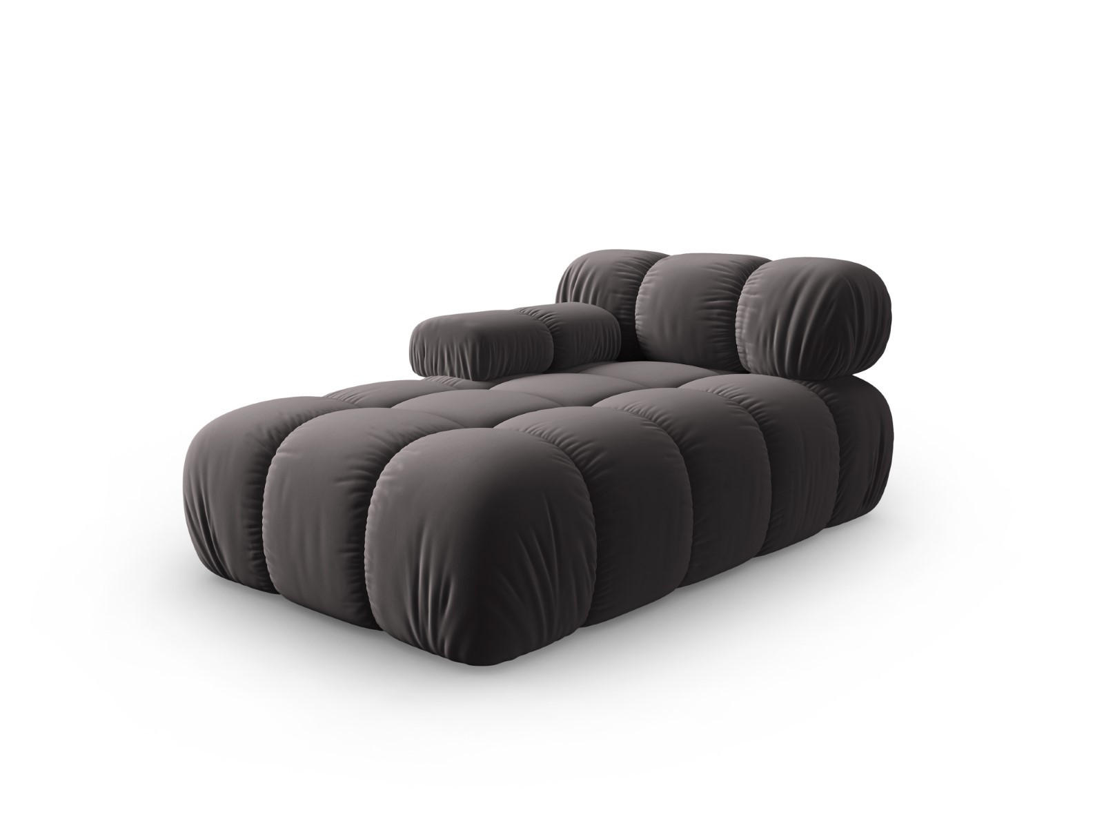 CHAISELONGUE links Bellis aus Samt dunkelgrau - Dunkelgrau, Textil (97/62/157cm) - Micadoni