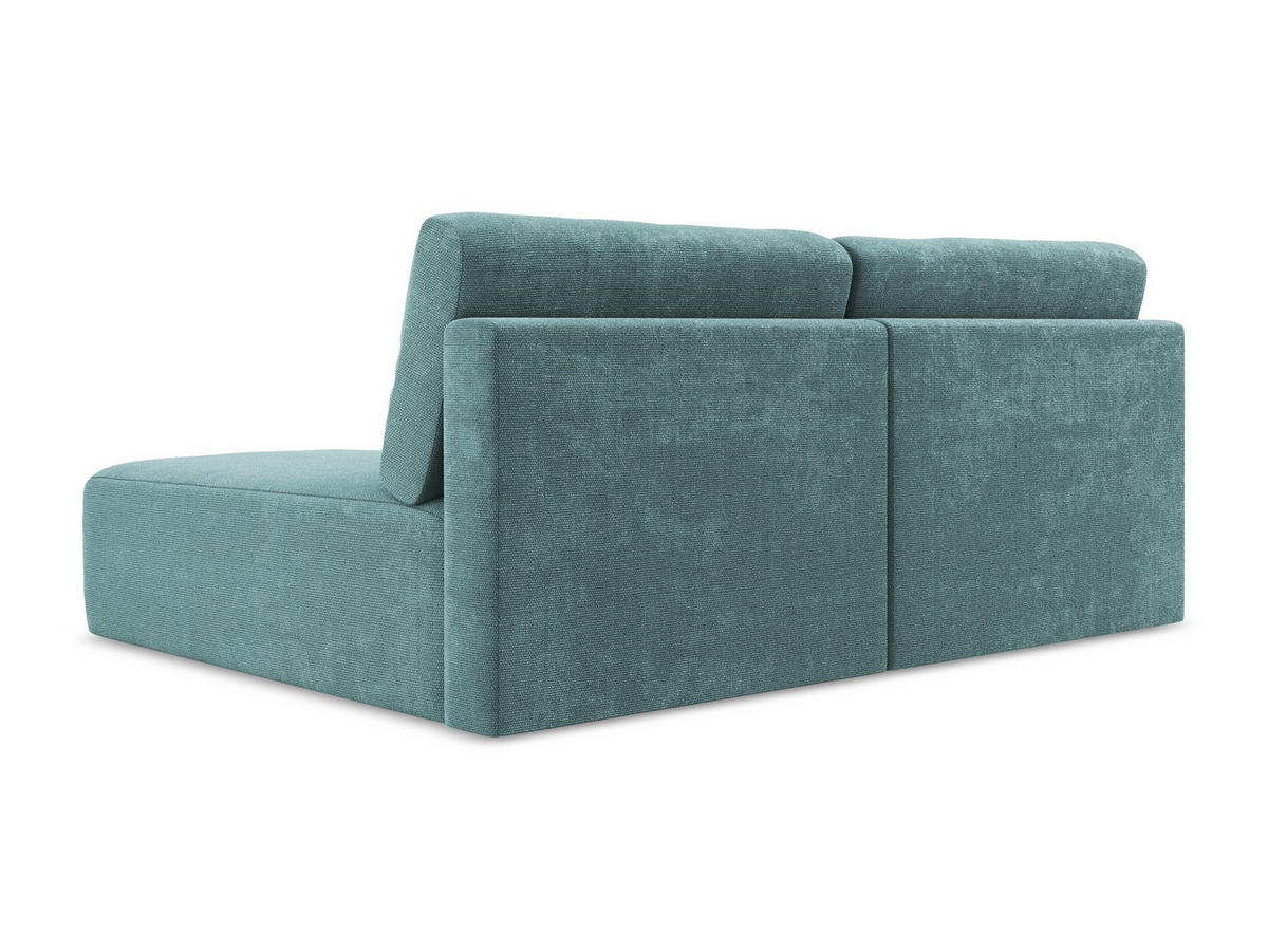ECKSOFA mit Schlaffunktion rechts Chenille Stoff Blau - Blau/Beige, Kunststoff/Textil (210/149cm) - Makamii