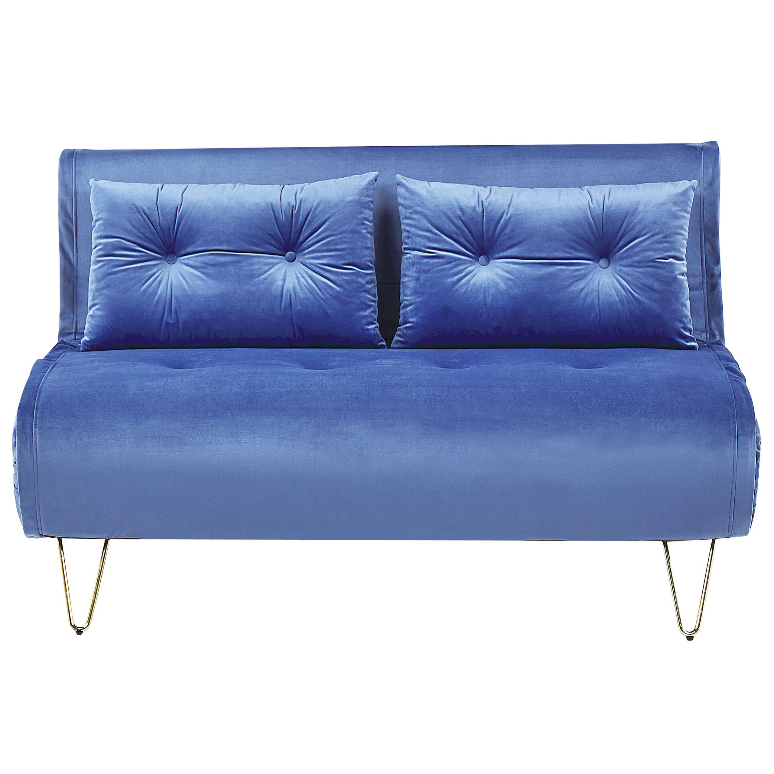 2-SITZER-SCHLAFSOFA Samtstoff Marineblau Vestfold - Hellblau, Textil (130/81/78cm) - Beliani
