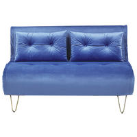 2-SITZER-SCHLAFSOFA Samtstoff Marineblau Vestfold - Hellblau, Textil (130/81/78cm) - Beliani