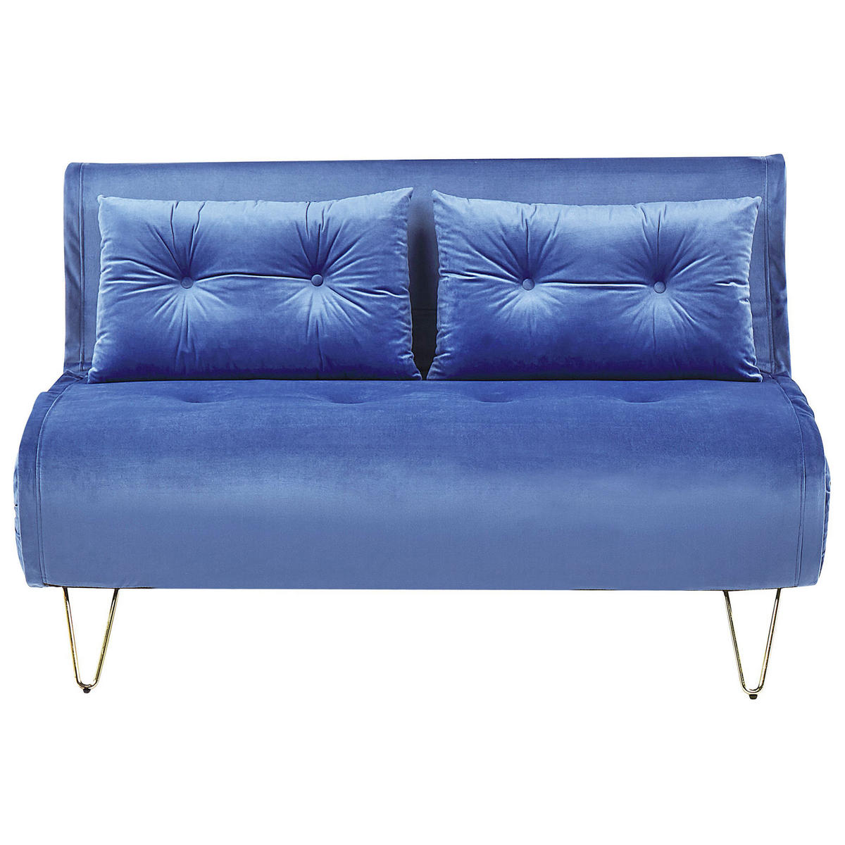 2-SITZER-SCHLAFSOFA Samtstoff Marineblau Vestfold - Hellblau, Textil (130/81/78cm) - Beliani