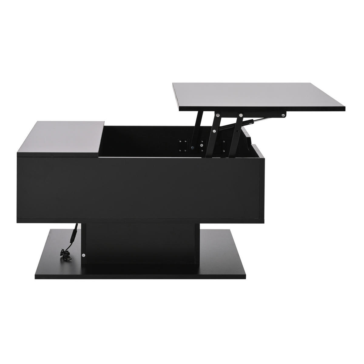 COUCHTISCH 80/75/40 cm schwarz aus Spanplatte mit LED und Stauraum - Schwarz, Holzwerkstoff (80/75/40cm) - OKMYHOME