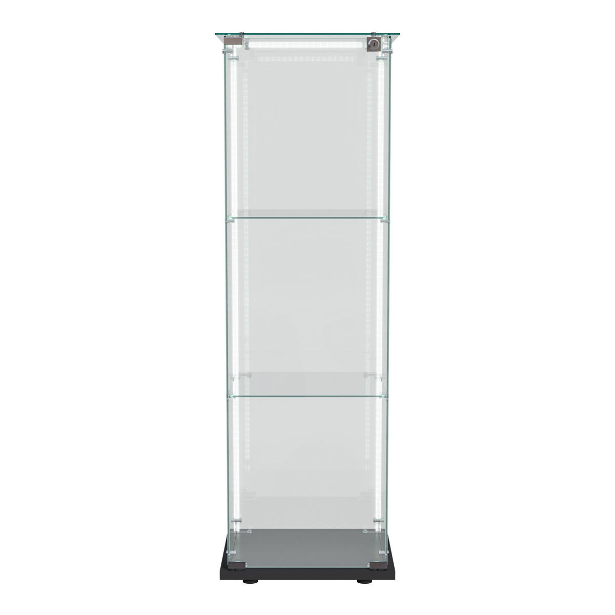 VITRINE mit RGB-Randbeleuchtung, 3-stufig, Schwarz - Schwarz, Glas (39.8/123.3/35cm) - Joyfair