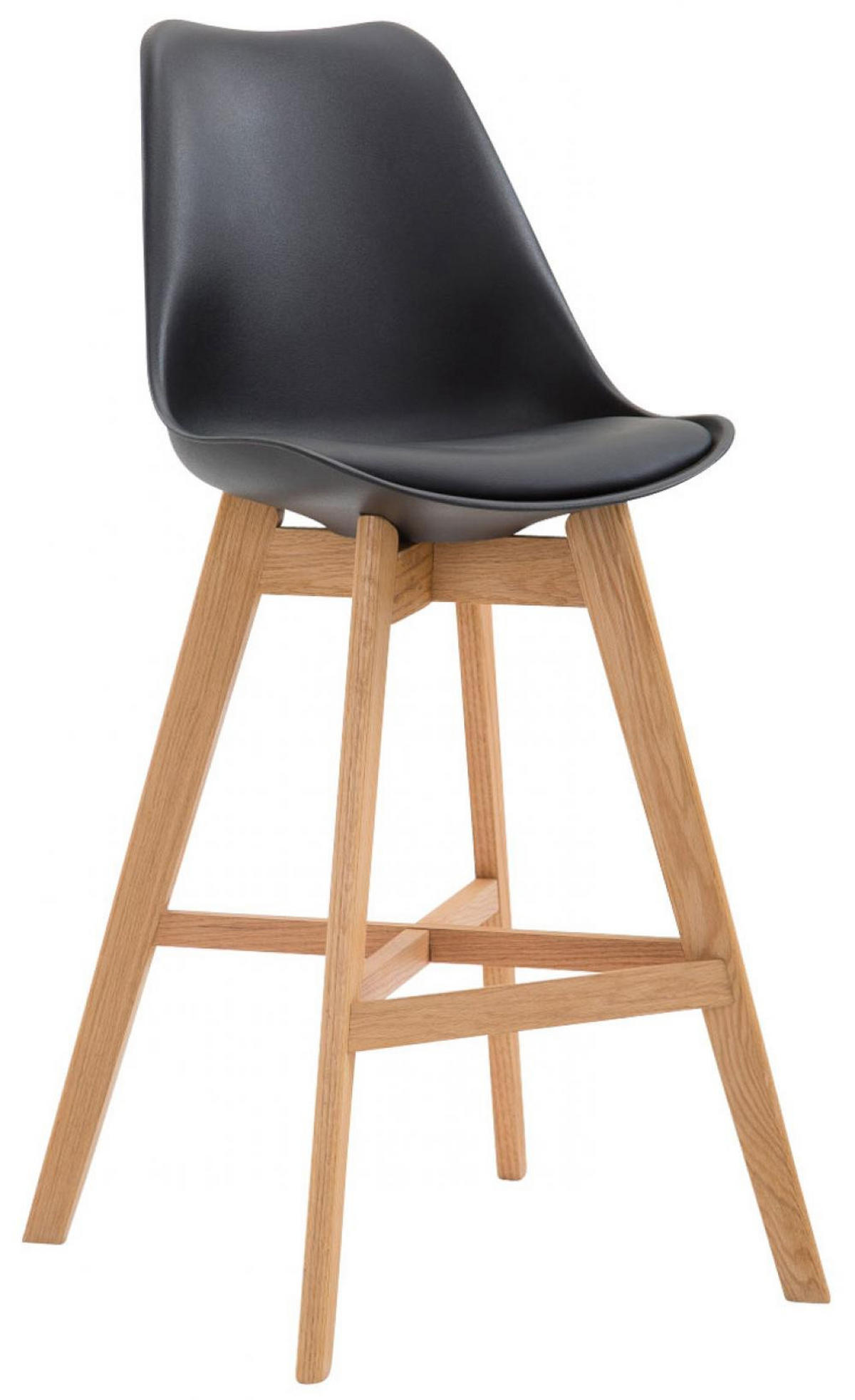 BARHOCKER 2er Set Kunststoff schwarz - Eukalyptusholzfarben/Schwarz, Holz/Kunststoff (48/112/56cm) - CLP