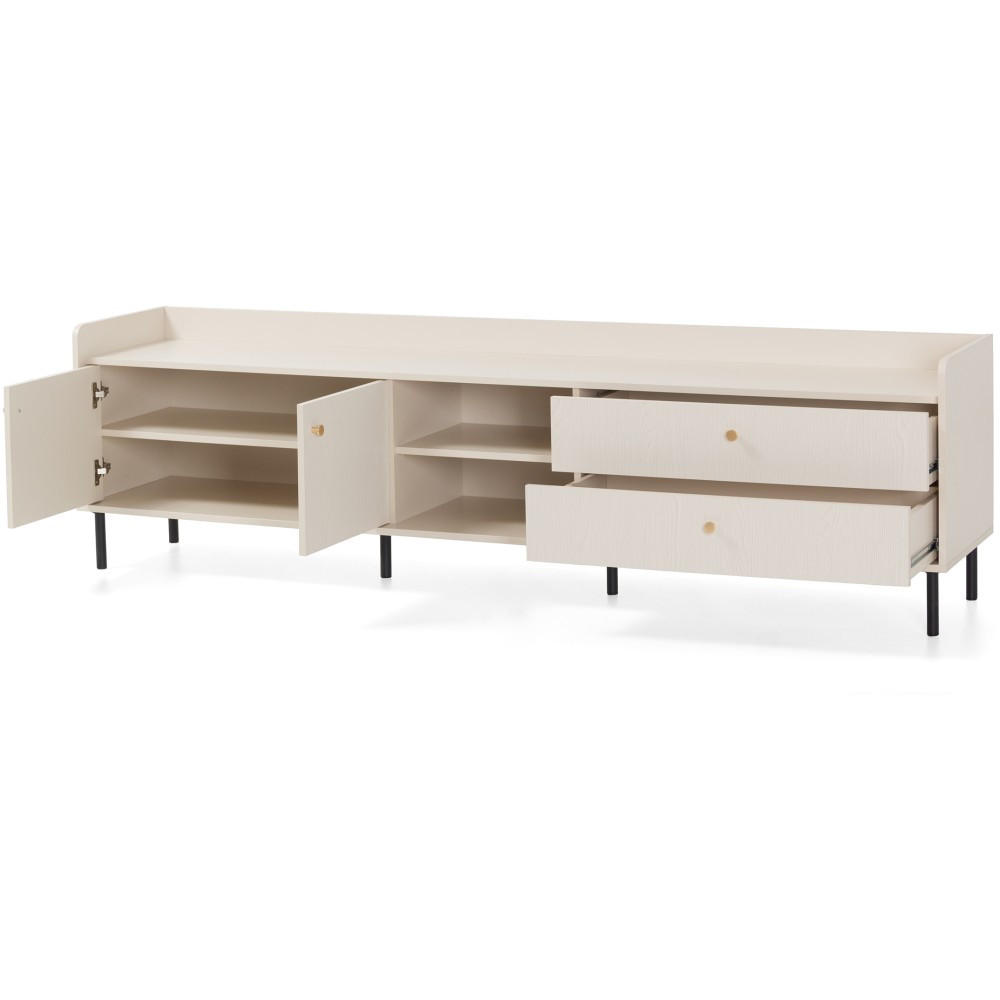 LOWBOARD Gloria mit 2 Schubalden und 2 Türen - Beige/Schwarz, Holzwerkstoff/Metall (210/59/42cm) - Beautysofa