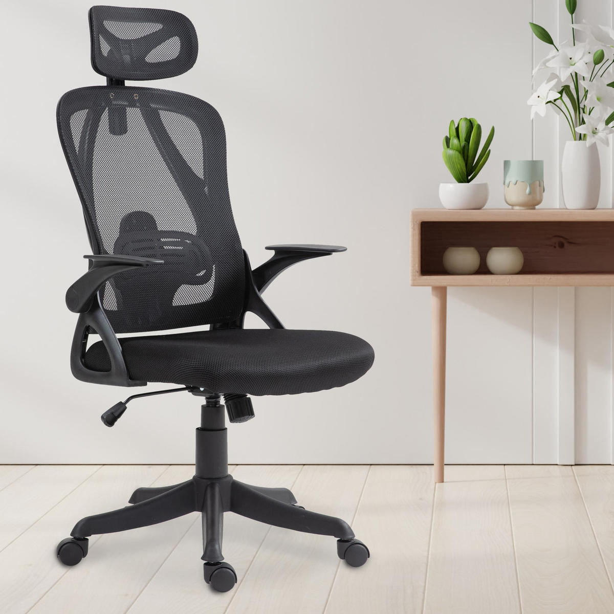 CHEFSESSEL Stoff Schwarz - Schwarz, Kunststoff/Textil (58/122/66cm) - CLP