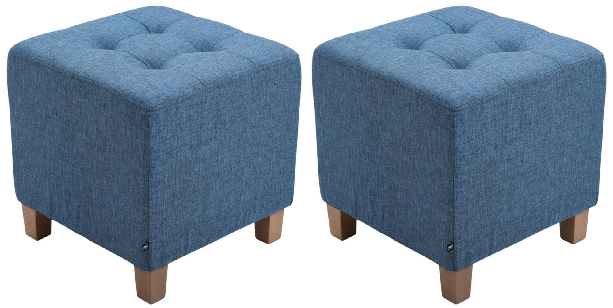 SITZWÜRFEL 2er Set Stoff blau - Blau, Holz/Textil (45/46/45cm) - CLP