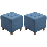 SITZWÜRFEL 2er Set Stoff blau - Blau, Holz/Textil (45/46/45cm) - CLP