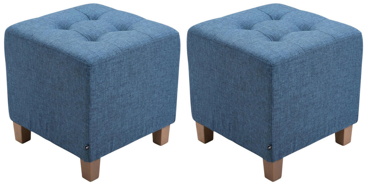 SITZWÜRFEL 2er Set Stoff blau - Blau, Holz/Textil (45/46/45cm) - CLP