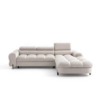 ECKSOFA UFFO L Rechts mit Schlaffunktion 260x195 Velours Creme - Creme/Schwarz, Holz/Textil (195/260cm) - Muffo