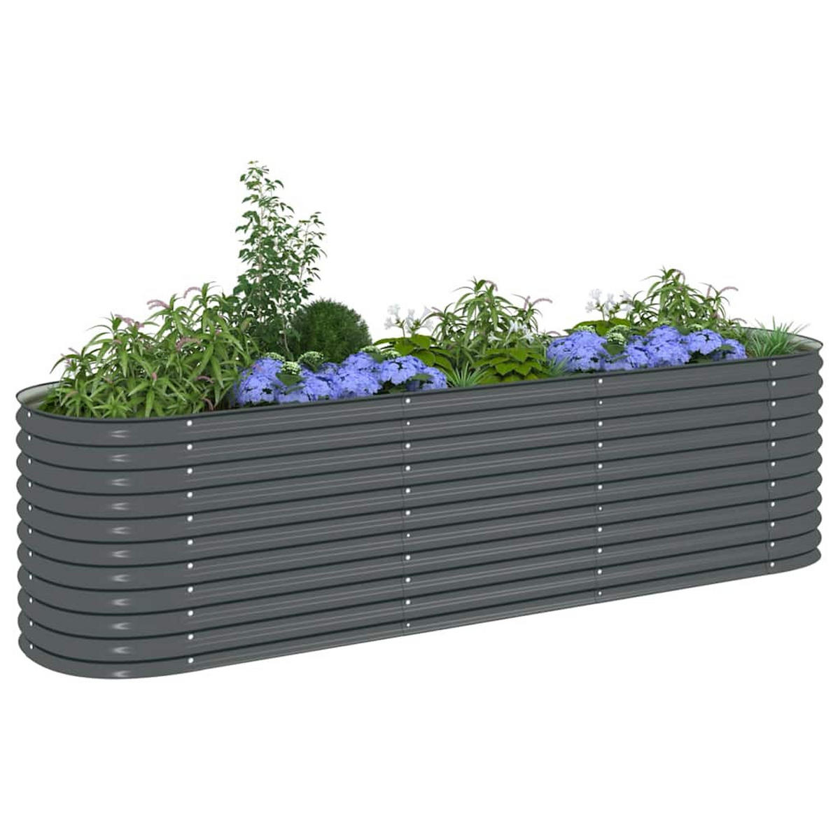 RUNDES Hochbeet für Garten BLUMO | Verzinkter Stahl | 320x80x81cm, Grau - Grau, Metall (320/81/80cm) - DELUKE