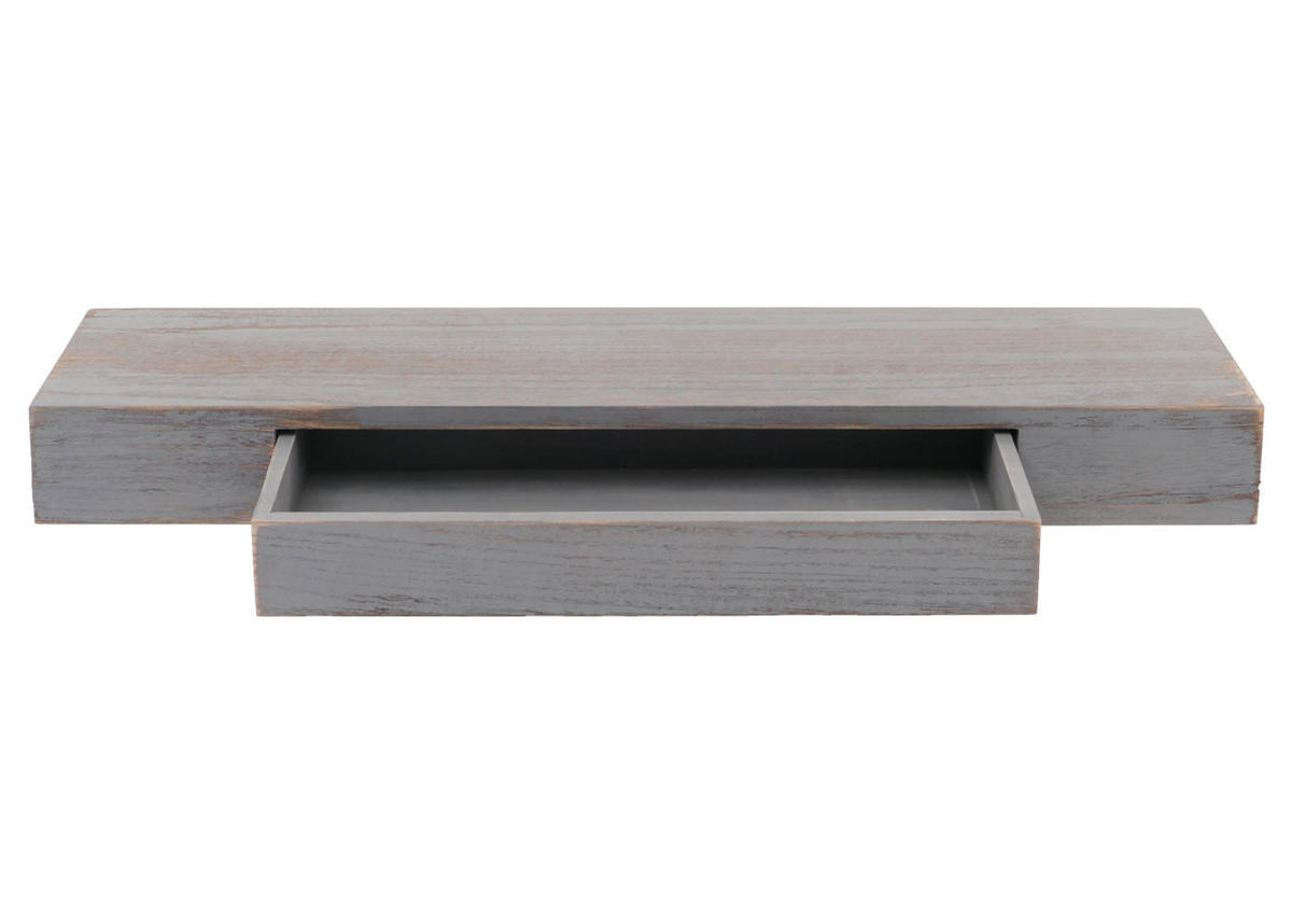 WANDREGAL 8x80x25cm Schublade Massiv-Holz Grau shabby - Grau, Holz (80/8/25cm) - BERLINLODGE