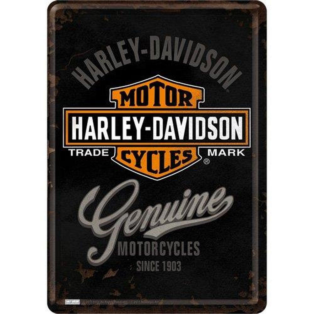 MINIBLECHSCHILD 10/14 cm Harley-Davidson Genuine Logo - Multicolor, Metall (10/14/0.1cm) - Nostalgic-Art