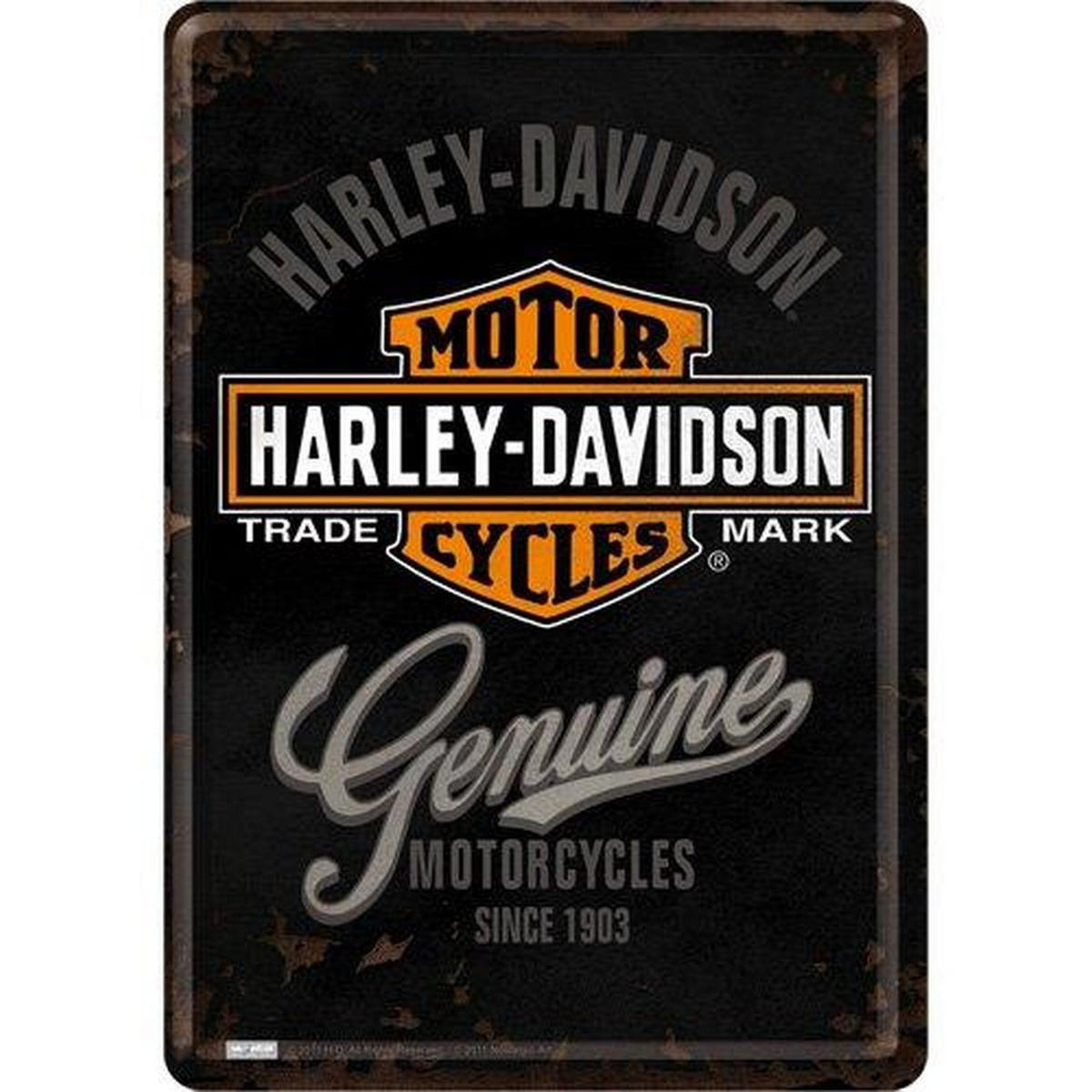 MINIBLECHSCHILD 10/14 cm Harley-Davidson Genuine Logo - Multicolor, Metall (10/14/0.1cm) - Nostalgic-Art