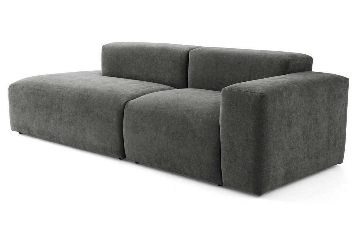 3-SITZER modulares Sofa HEAVEN SET 1 Links, Breite 255 cm Webstoff Dunkelgrau - Dunkelgrau/Schwarz, Holz/Kunststoff (255/71/102cm) - Muffo