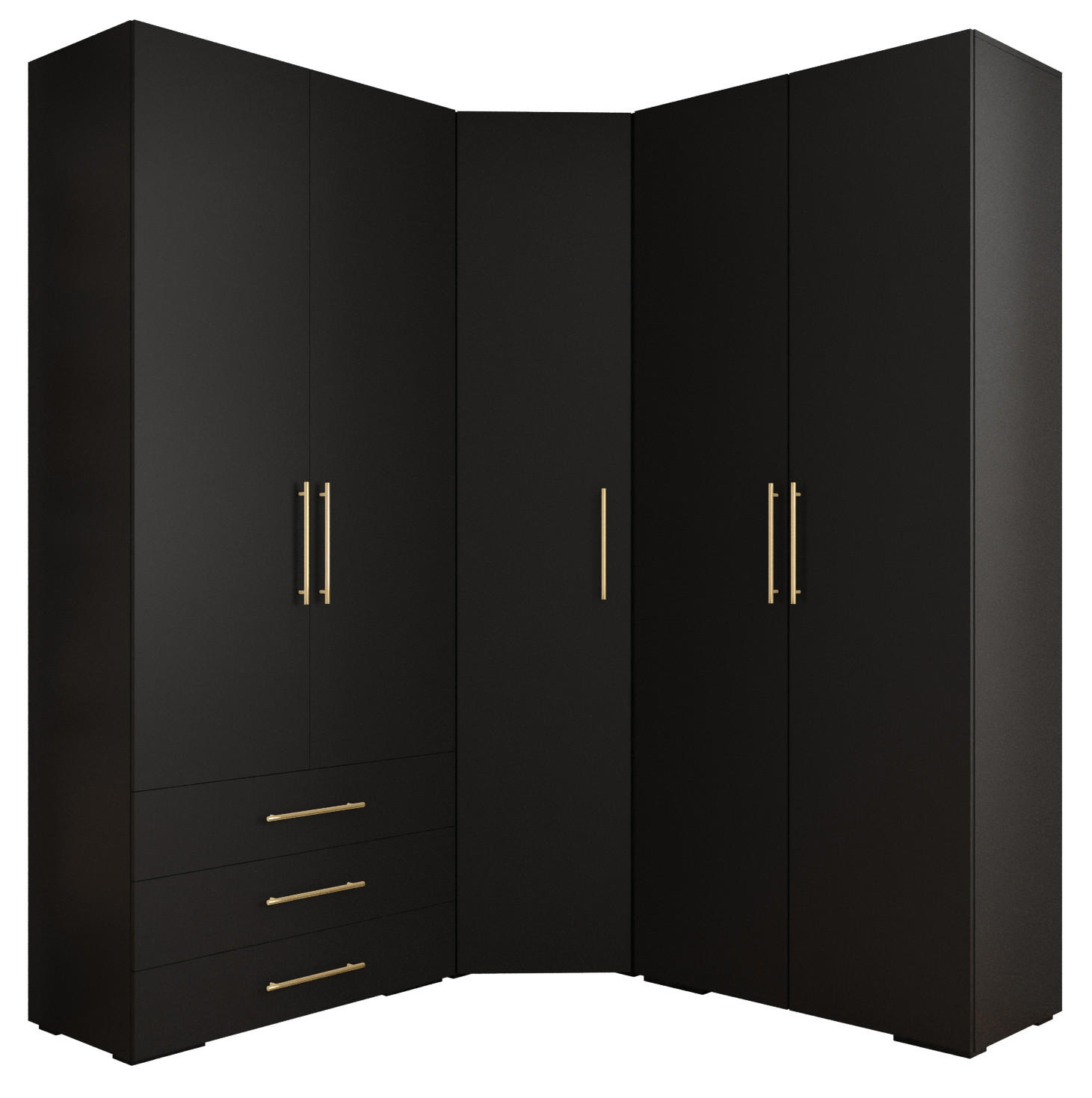 Abiks Möbel Garderoben-Set Schwarz, Gold 181.7x236.7x47 cm
