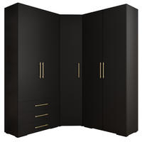 GARDEROBEN-SET 236,7/181,7/47 - Goldfarben/Schwarz, Holz/Kunststoff (181.7/236.7/47cm) - Abiks Möbel