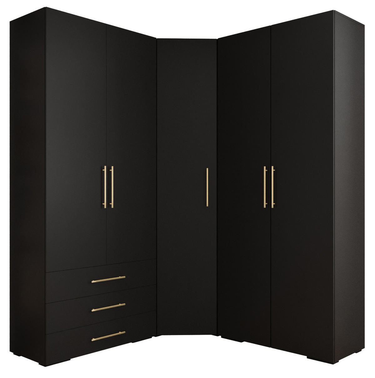 GARDEROBEN-SET 236,7/181,7/47 - Goldfarben/Schwarz, Holz/Kunststoff (181.7/236.7/47cm) - Abiks Möbel