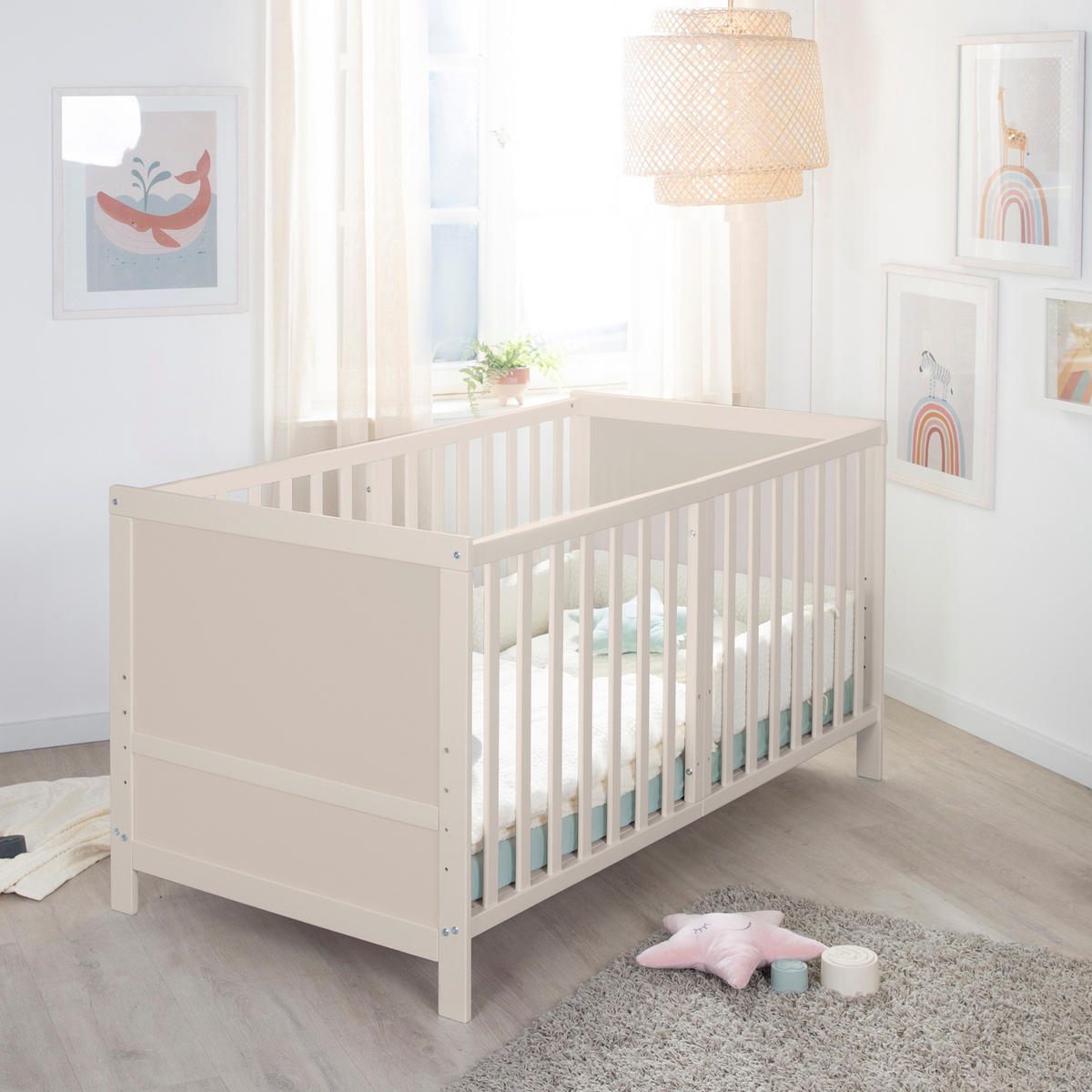 SPJÄLSÄNG med madrass Easy Sleep 70 x 140 cm - Ljusgrå, Träbaserade material/Textil (70/140cm) - Roba