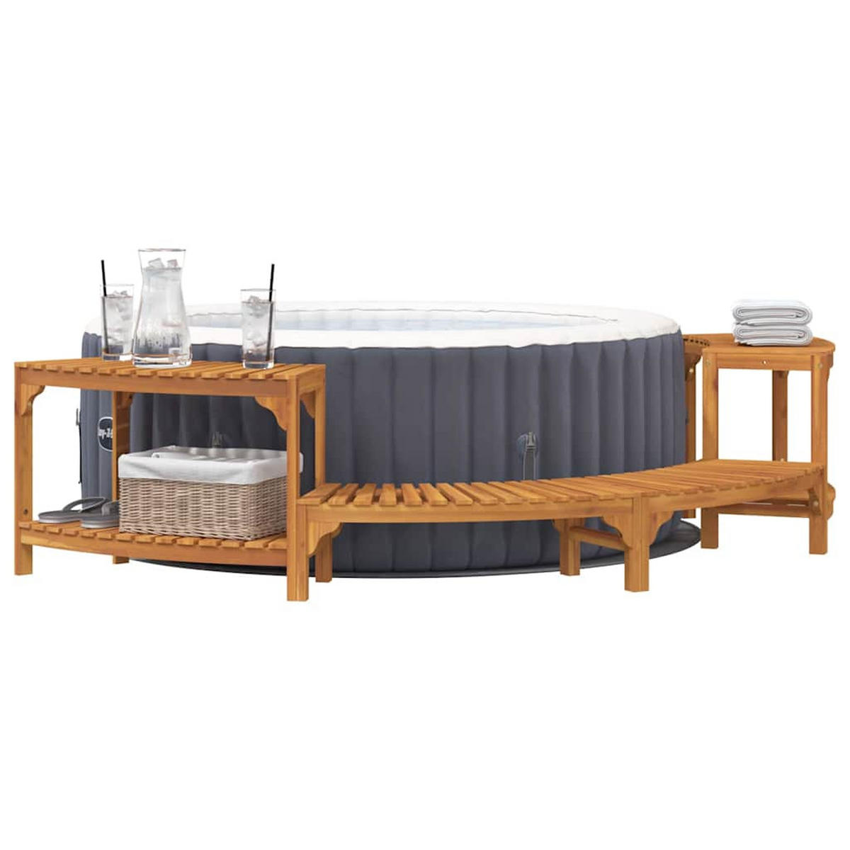 WHIRLPOOL Umgebung Halb-Rund Braun 272/120/55.5 Cm - Braun, Holz (120/55.5/272cm) - vidaXL