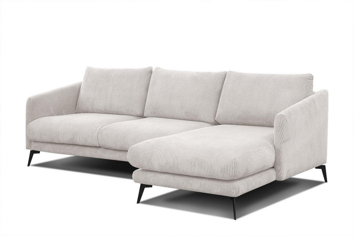 ECKSOFA VILT 4-Sitzer, weiß - Schwarz/Weiß, Holzwerkstoff/Textil (255/156cm) - Courtois Laville