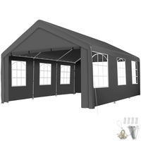 PAVILLON Jasko, inklusive Spannseilen und Heringen, grau - Grau, Kunststoff (400/310/600cm) - tectake