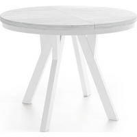 ESSTISCH Strato Black runder ausziehbarer, Kiefer weiß 100-200/100/77 cm - Weiß, Holz/Holzwerkstoff (100/100/77cm) - WFL GROUP