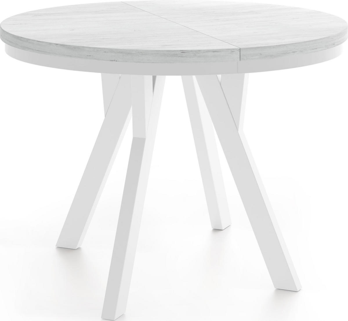 ESSTISCH Strato Black runder ausziehbarer, Kiefer weiß 100-200/100/77 cm - Weiß, Holz/Holzwerkstoff (100/100/77cm) - WFL GROUP