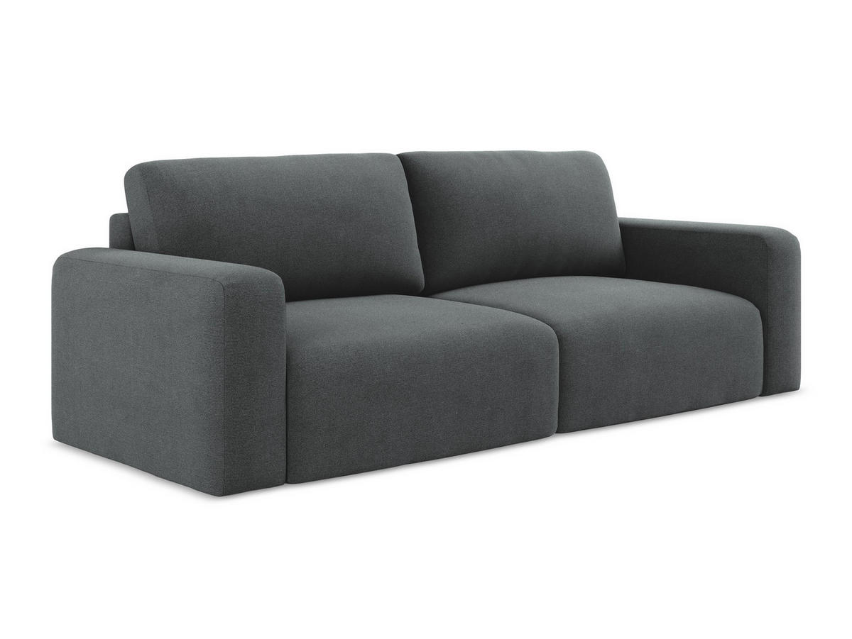 3-SITZER SOFA mit Schlaffunktion Strukturstoff Stoff Grau - Schwarz/Grau, Kunststoff/Textil (244/79/102cm) - Makamii