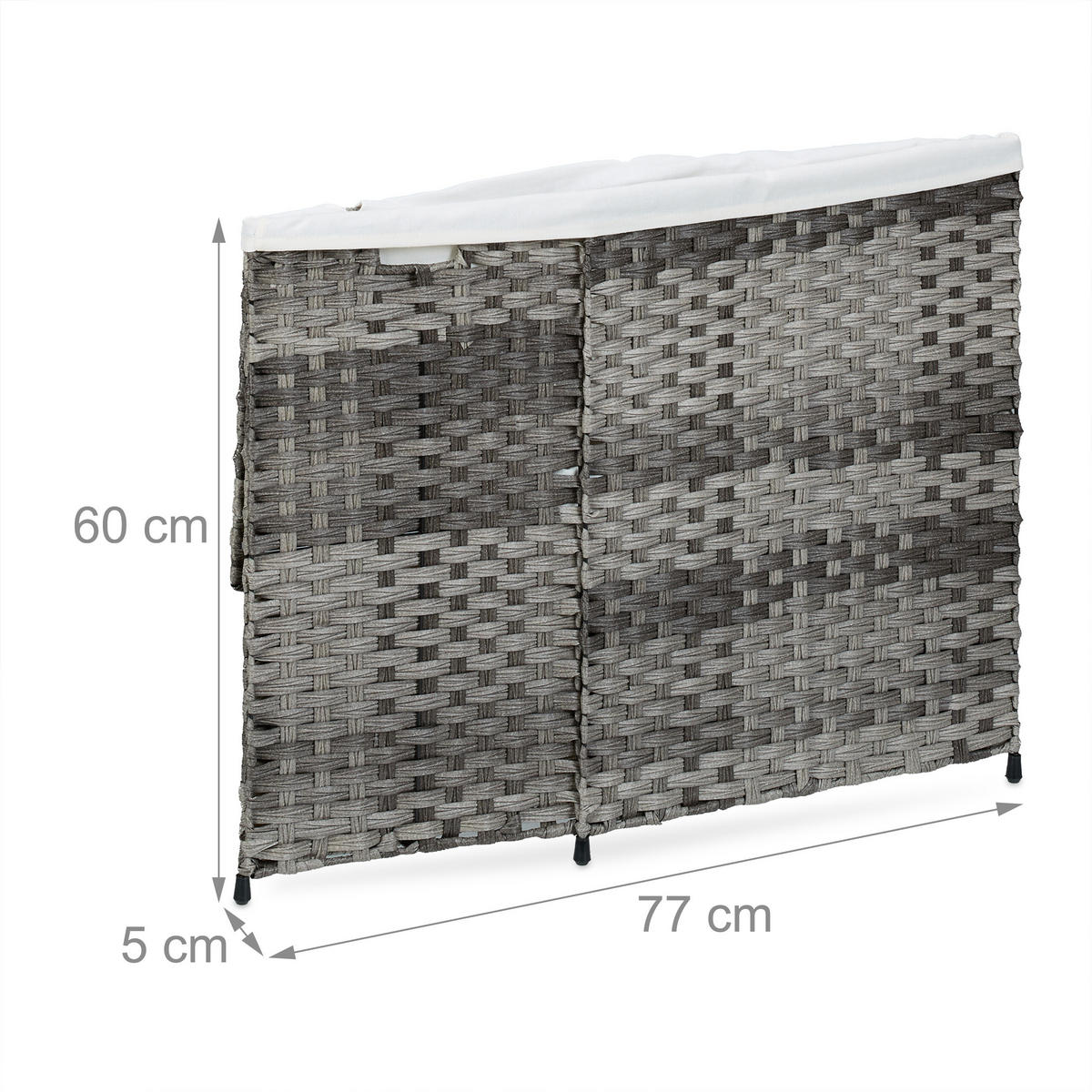 WÄSCHEKORB - Grau, Kunststoff/Textil (46/60/34cm) - Relaxdays