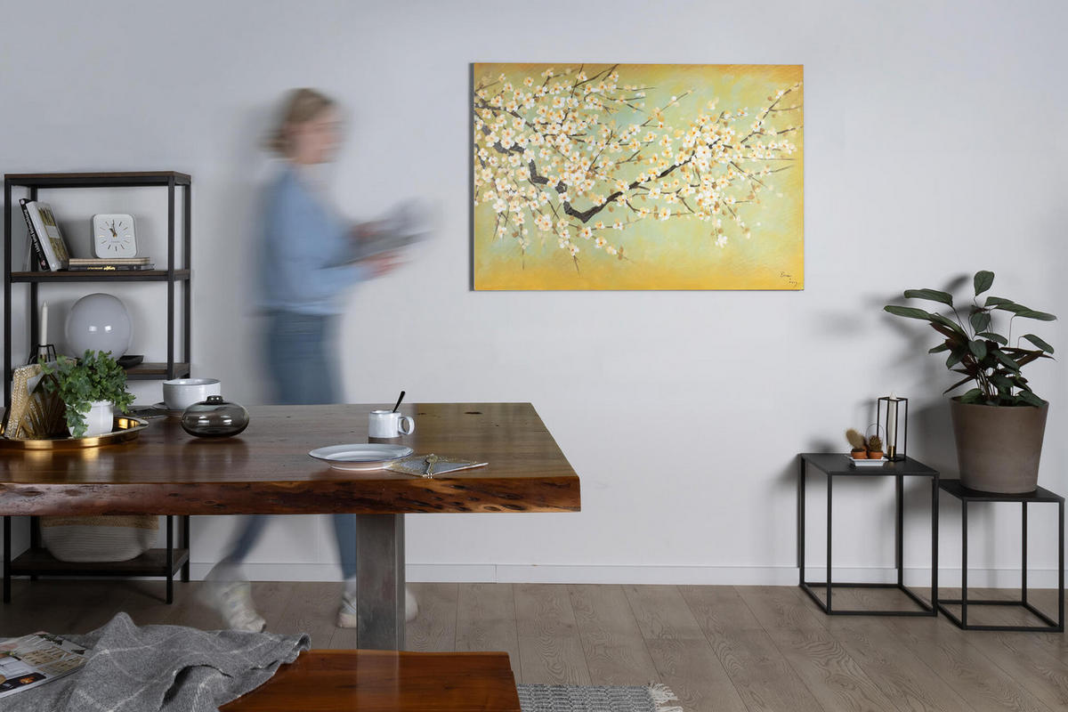 ÖLGEMÄLDE 120/80 cm - Gelb/Weiß, Holz/Textil (120/80cm) - KUNSTLOFT