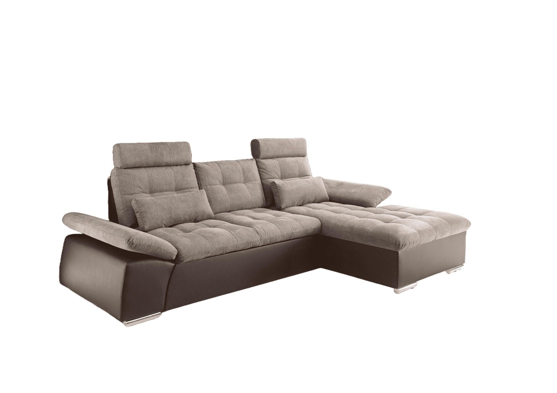 ECKSOFA mit Schlaffunktion und verstellbaren Armlehnen - Chromfarben/Beige, Kunststoff/Textil (170/268cm) - ed exciting design