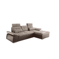 ECKSOFA mit Schlaffunktion und verstellbaren Armlehnen - Chromfarben/Beige, Kunststoff/Textil (170/268cm) - ed exciting design