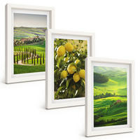 BILDER SET 3er Set - 20x30 cm Weißer Rahmen - Italienische Zitrusfrüchte und Hügel - Weiß, Kunststoff (20/30cm) - TULUP