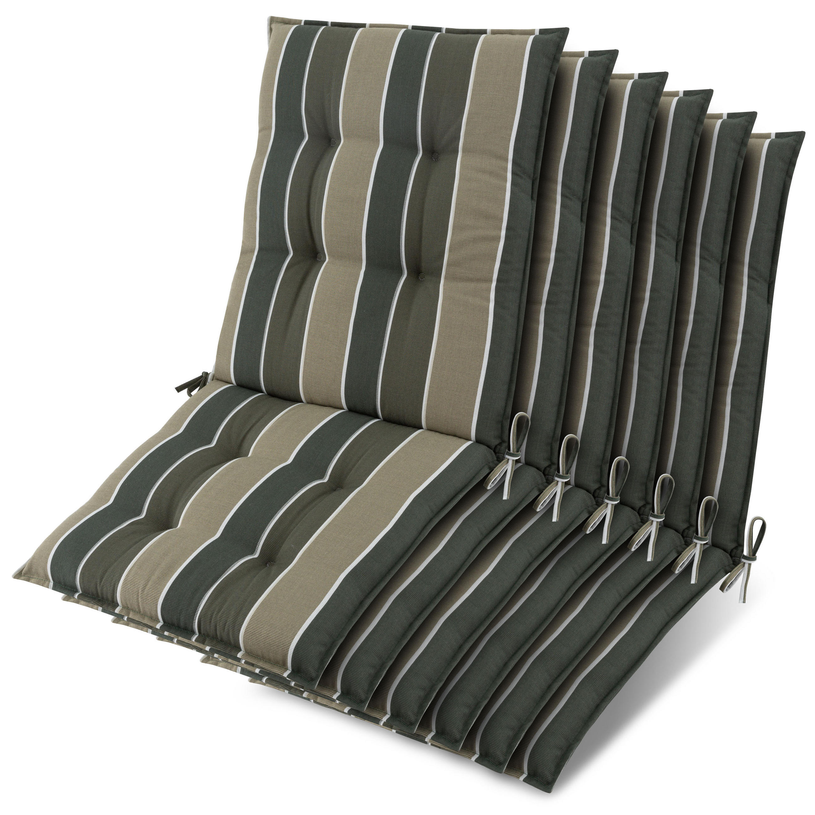 NIEDERLEHNER Sun-NL 105x50x8cm Grün-Gestreift (6tlg) - Grün, Textil (50/100cm) - Beautissu 