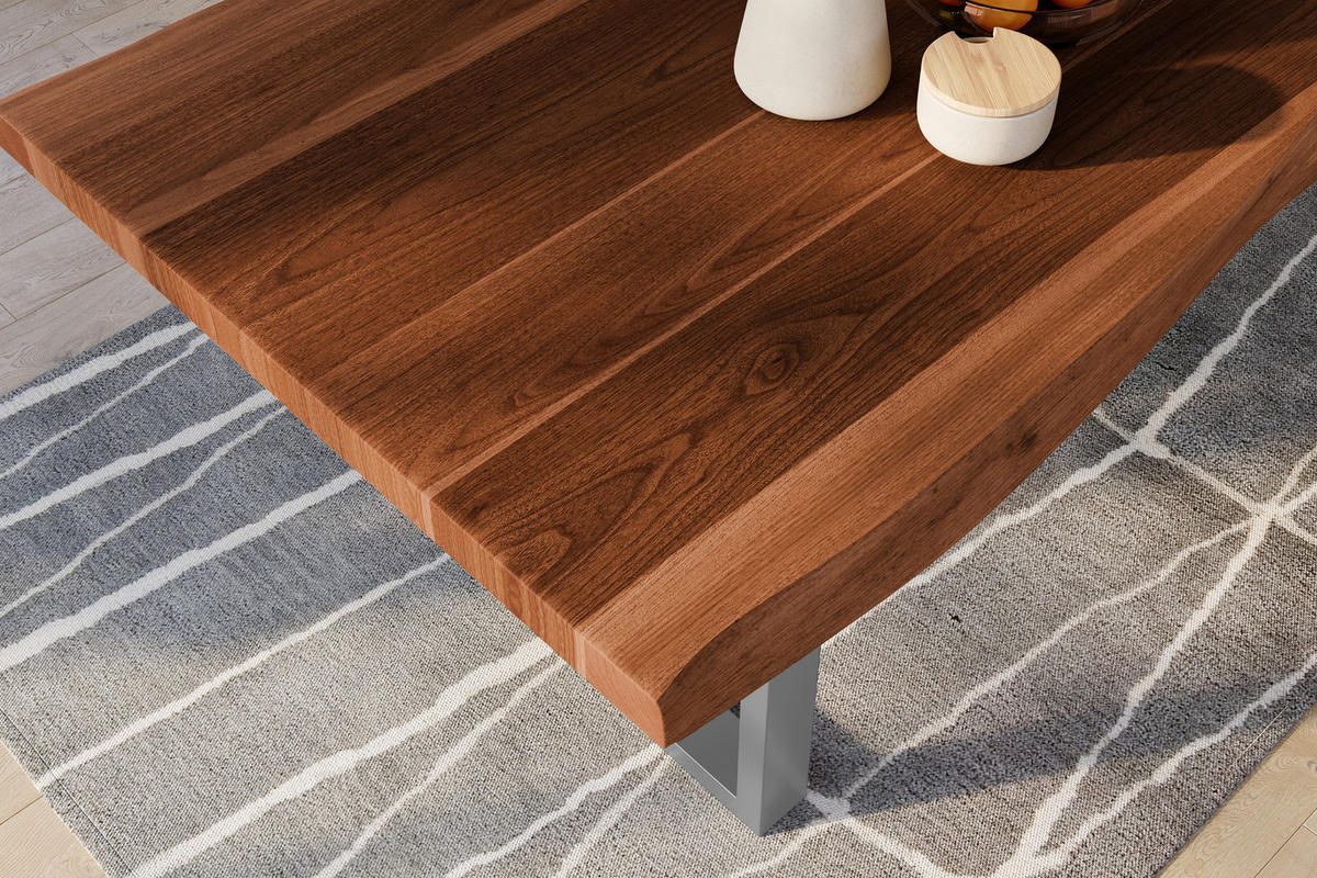 ESSTISCH TITAN - Silberfarben/Braun, Holz (110/280/79cm) - SAM