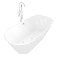 FREISTEHENDE Badewanne Wanne F11 170x80cm Luftmassage Armatur AF04 - Weiß, Glas/Kunststoff (80/58/170cm) - AcquaVapore by Sandra Jentho