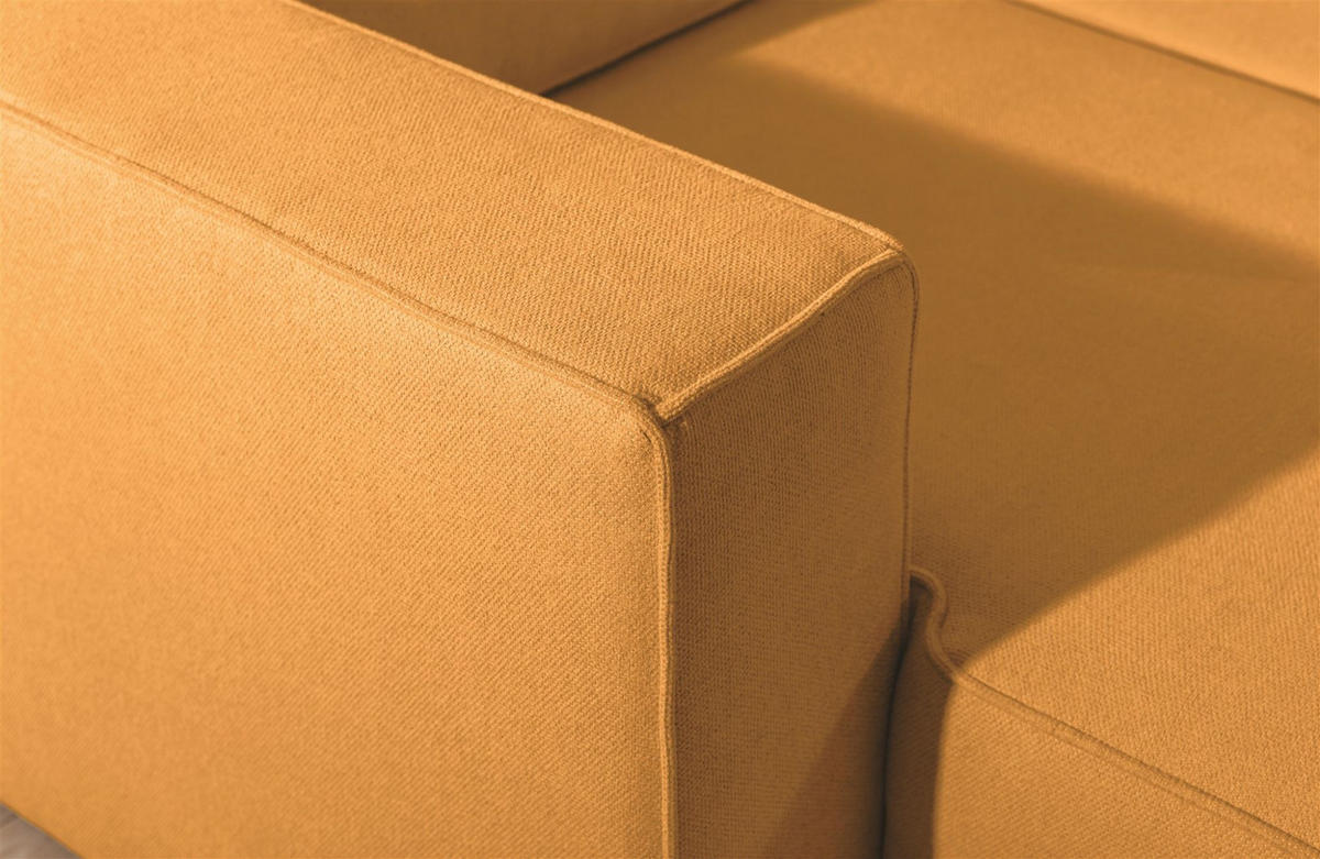 ECKSOFA Schlafsofa Waldo In Stoff Poso - Currygelb, Holzwerkstoff/Textil (260/173cm) - Fun Möbel