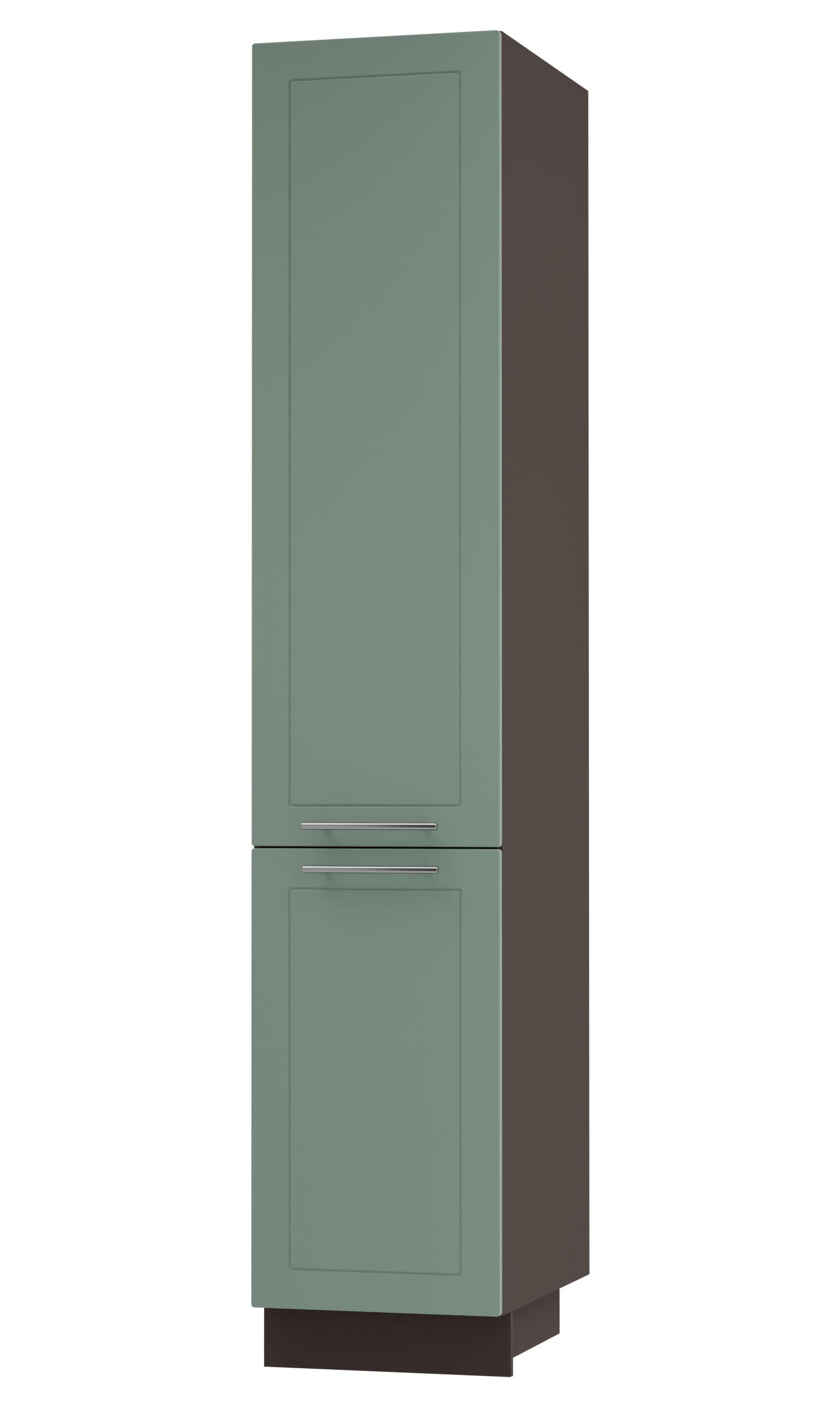 APOTHEKERSCHRANK Kvantum 2D14K/40/kargo Mint Matt / Lava Matt 40 / 59 / 207cm - Dunkelgrau/Mintgrün, Holz/Holzwerkstoff (40/207/59cm) - Feldmann-Wohnen