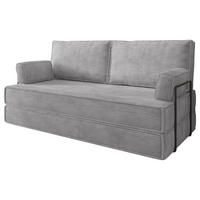 BETTSOFA SILAR aus Schaumstoff Cordstoff Hellgrau Schlaffunktion - Hellgrau, Textil (170/86/80cm) - MASSENO