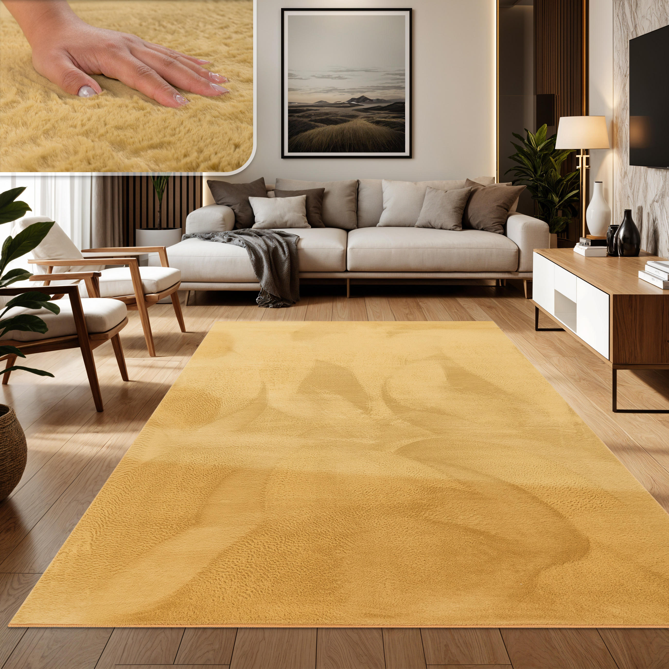 HOCHFLORTEPPICH 60/90 cm Soft 380 - Gelb, Textil (60/90cm) - Paco Home