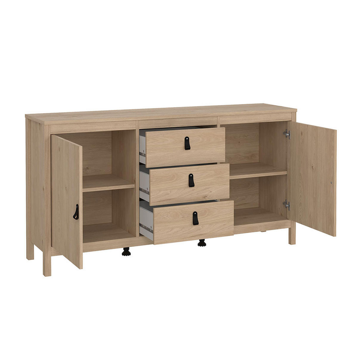 SIDEBOARD, Madrid, Eiche, Holzwerkstoff, 152 x 39 x 80 cm - Eichefarben, Holzwerkstoff (152/80/39cm) - ebuy24