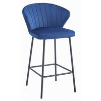 BARHOCKER GATTA marineblauer Sitz, schwarze Basis - Schwarz/Dunkelblau, Metall (43.5/90.5/36.5cm) - Valora