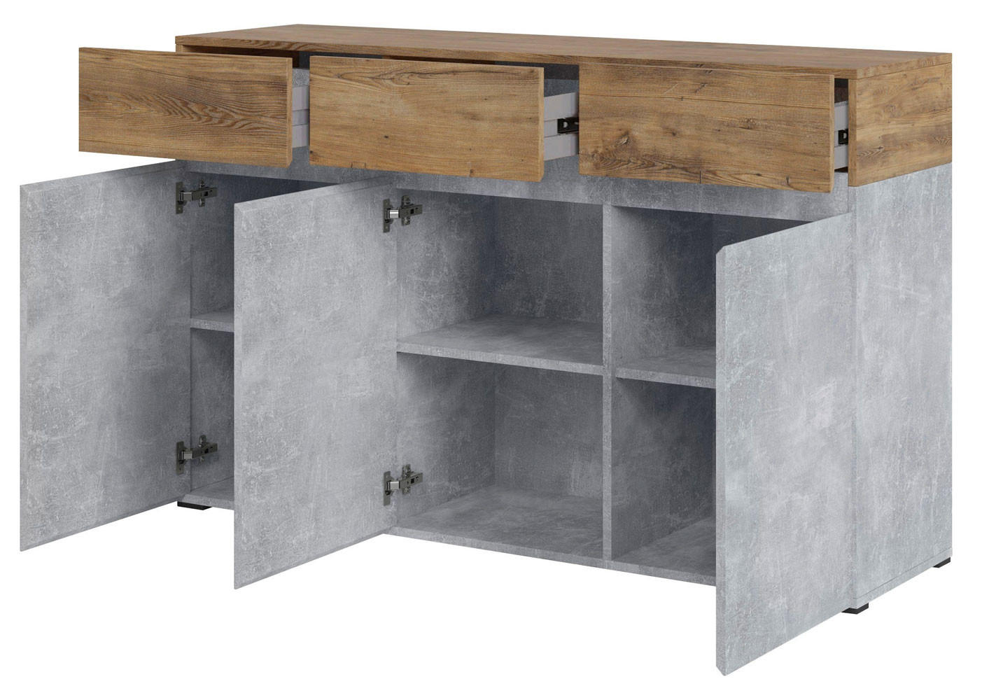 SIDEBOARD Rimini Beton / Kastanienfarben 135 / 40 / 86cm - Eichefarben/Hellgrau, Holzwerkstoff (135/86/40cm) - Feldmann-Wohnen