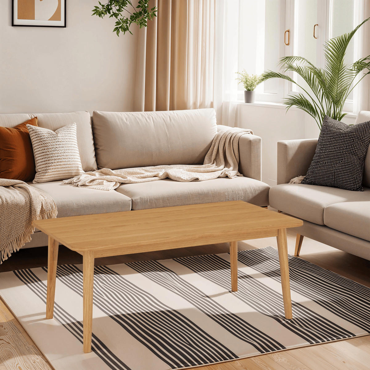 COUCHTISCH rechteckig Eiche massiv 70/125/52 cm - Eichefarben/Braun, Holz/Holzwerkstoff (70/125/52cm) - Furnhouse