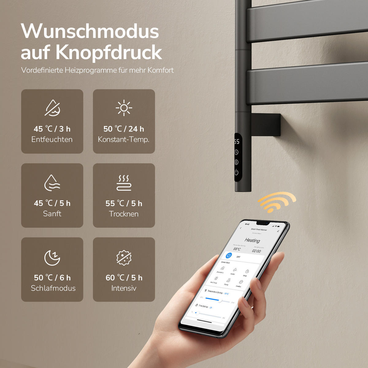 HEIZKÖRPER elektrisch 76 x 45 cm mit Smart-Steuerung & Ablage Anthrazit - Anthrazit, Metall (45/76.9/14.8cm) - EMKE