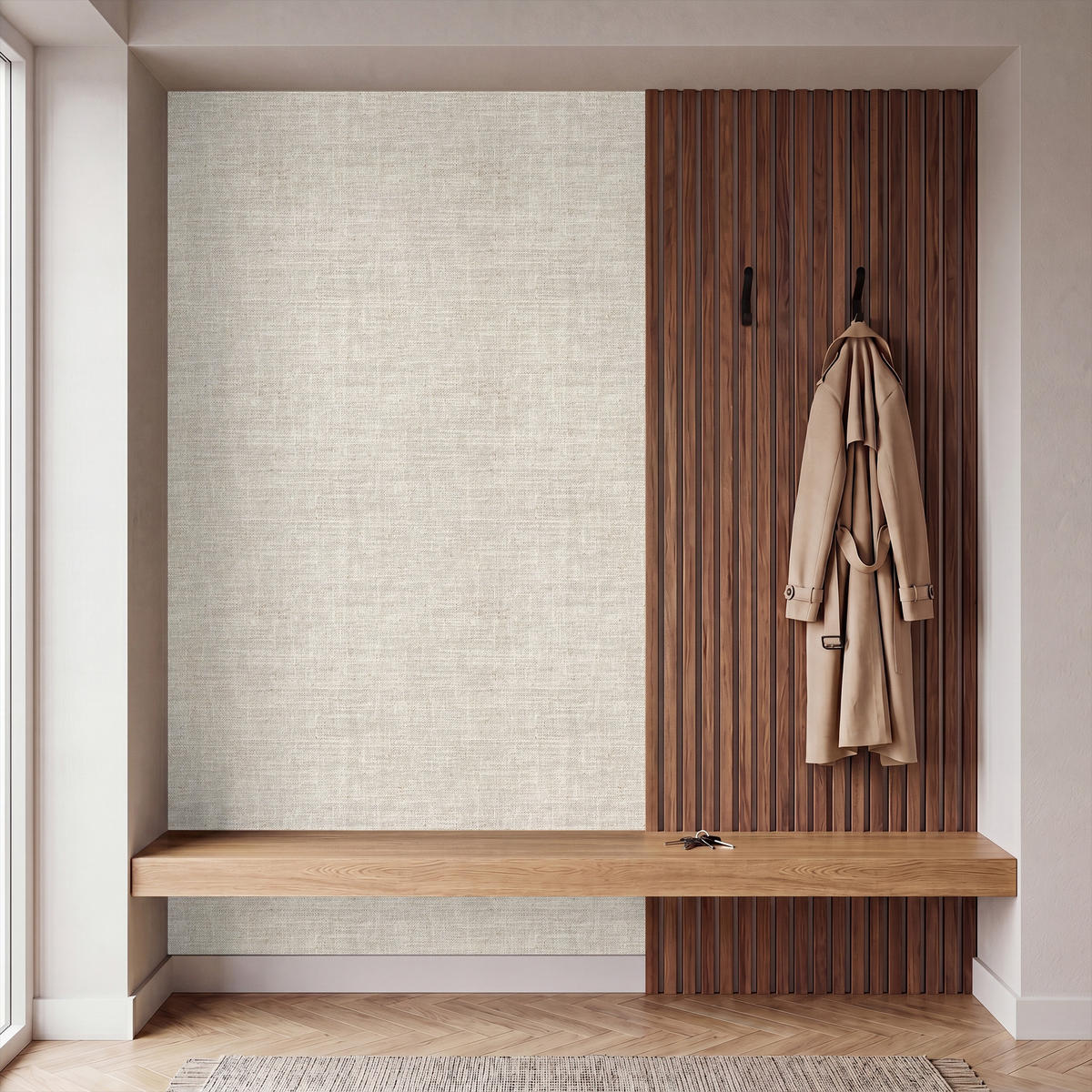 TAPETE - Leinen - Textur - Beige - 120x200 cm - Creme, Papier (120/200cm) - OnlyWow
