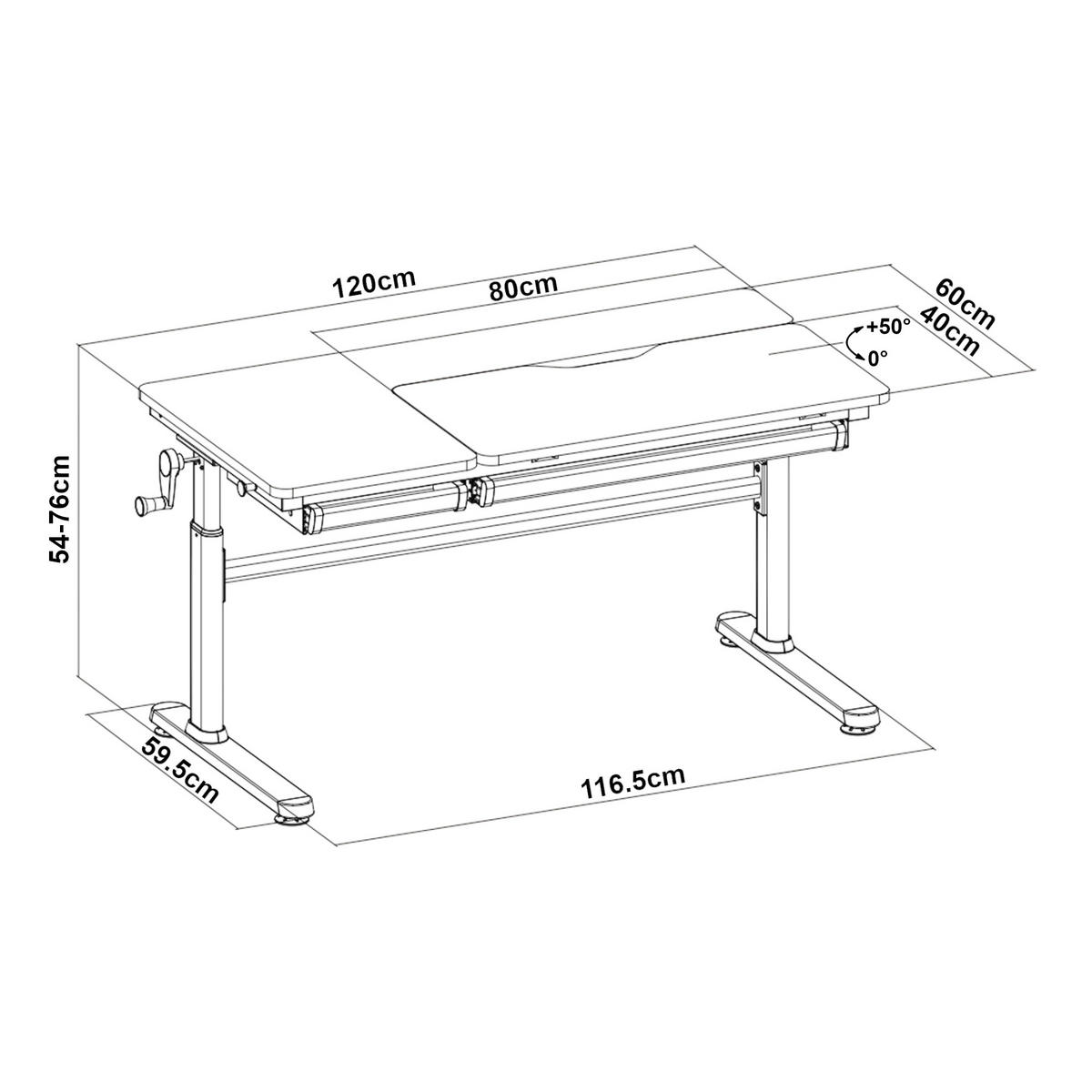 SCHÜLERSCHREIBTISCH Sauda - Pink/Weiß, Holzwerkstoff/Kunststoff (120/76/60cm) - [en.casa]