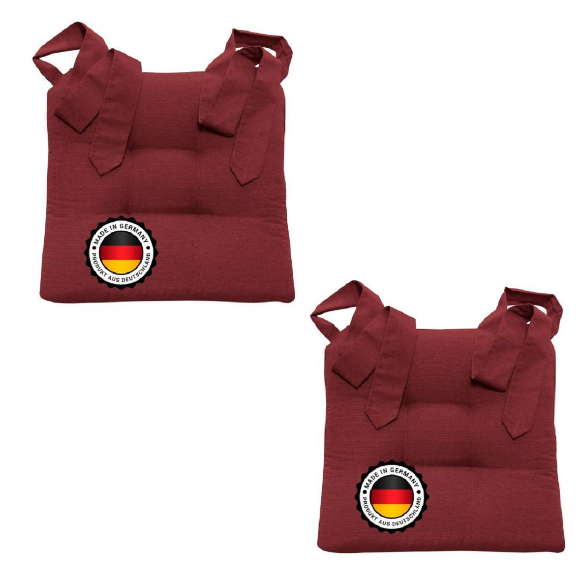 STUHLKISSEN mit Schleifenband 2er Set rot - Rot, Textil (46/42/7cm) - Bonvionn