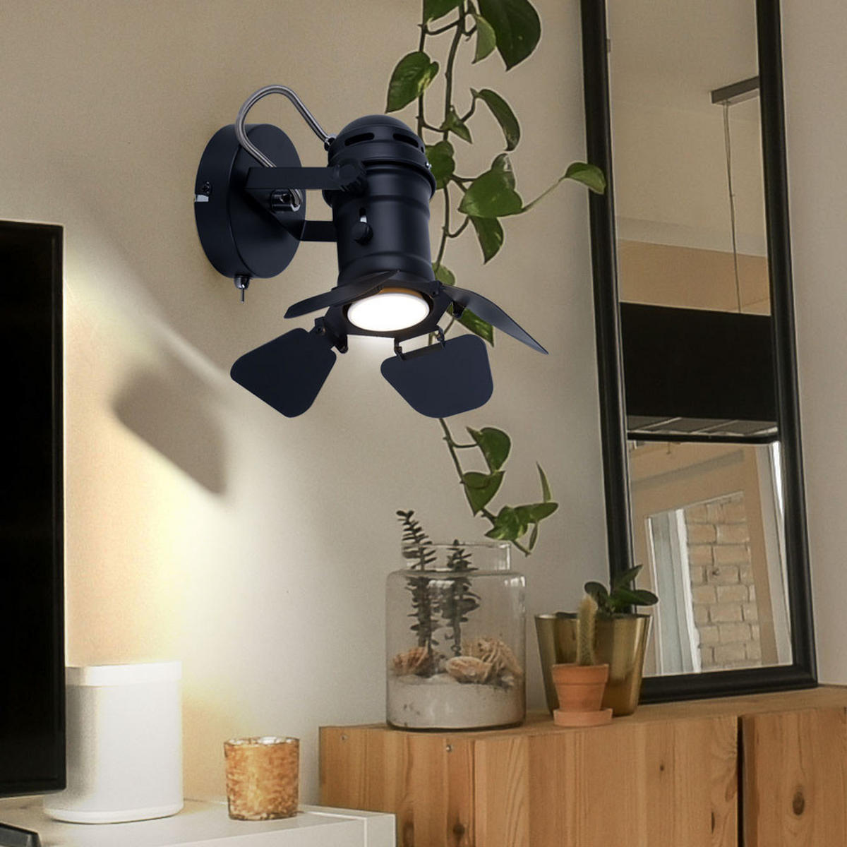 LED WANDLEUCHTE EGON Metall Schwarz - Schwarz, Metall (16/21.5/24.5cm) - Globo Lighting